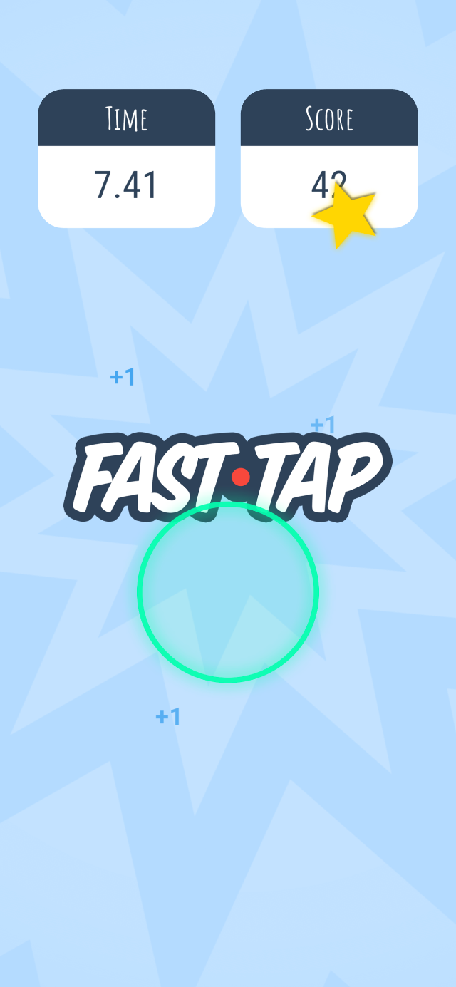 Fast Tap game with the card flipped and the clock running