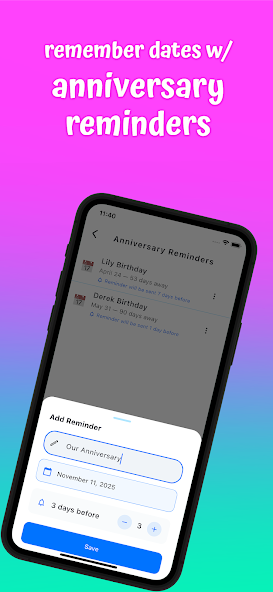 Koala Chat anniversary reminders