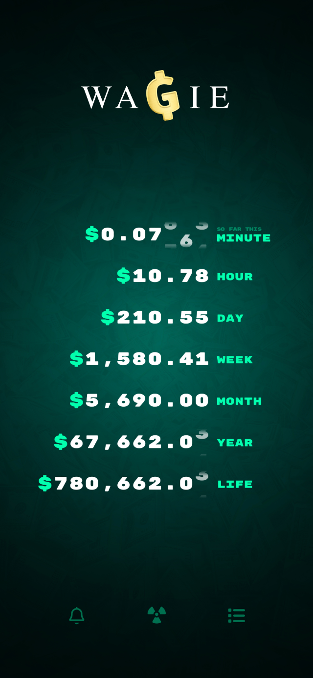 wagie realtime earnings tracker