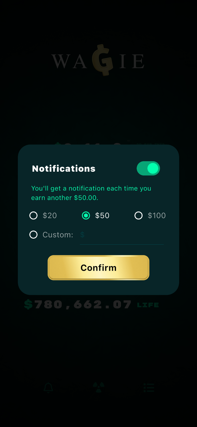 wagie earnings notifications